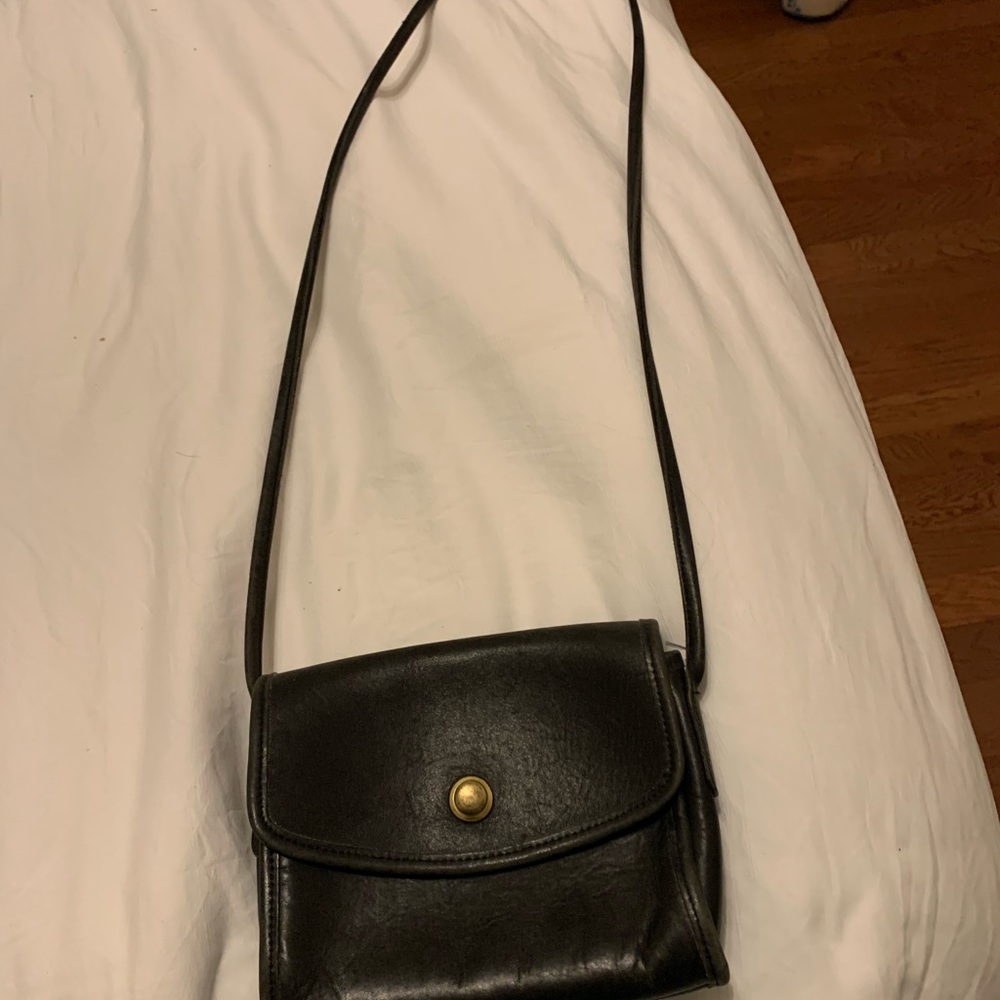 Coach black leather crossbody bag